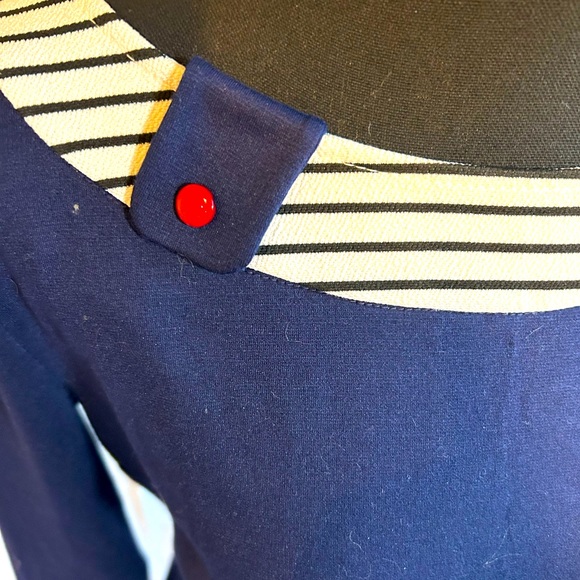 VF Show Navy Retro Rockabilly 50s Wiggle Sailor Midi Dress, Sz 14 - Picture 3 of 5